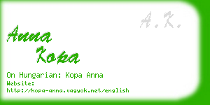 anna kopa business card